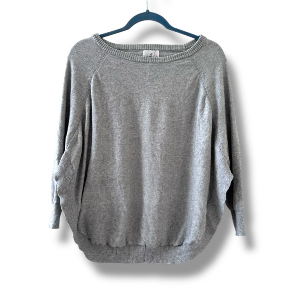 April Marin Women’s Gray Cashmere Blend Dolman Sweater Round Hem Balletcore O/S